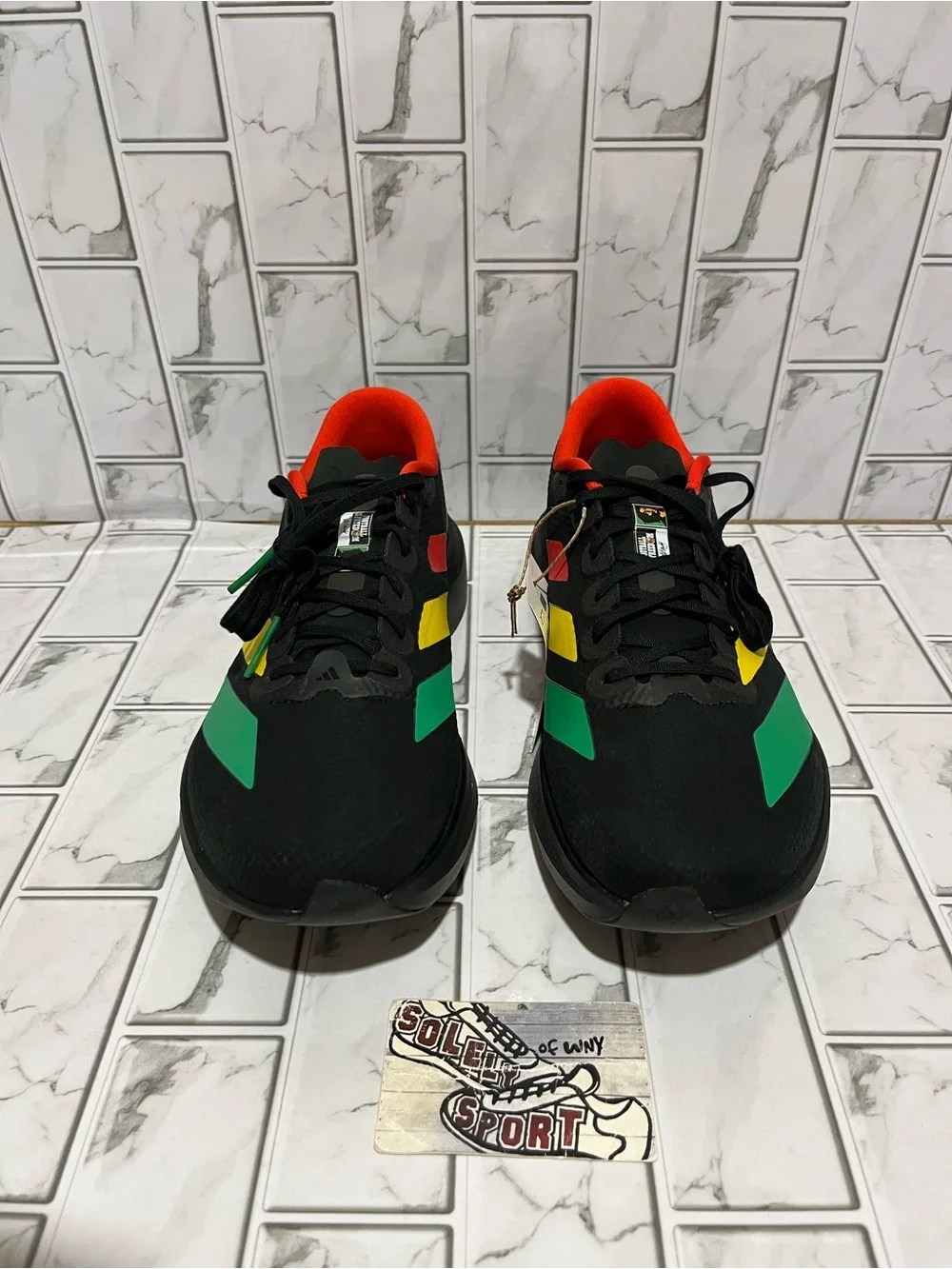 New Adidas Adizero Evo SL Woven Bob Marley Red Green Black Running Shoes Gym Men